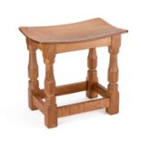 ROBERT THOMPSON OF KILBURN A MOUSEMAN OAK DISH TOP STOOL