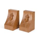 ROBERT THOMPSON OF KILBURN A PAIR OF MOUSEMAN OAK BOOKENDS