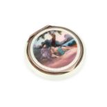 AN EARLY 20TH CENTURY GERMAN SILVER AND GUILLOCHÉ ENAMEL COMPACT