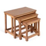 ROBERT THOMPSON OF KILBURN A NEST OF THREE MOUSEMAN OAK TABLES