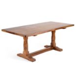 ROBERT THOMPSON OF KILBURN A MOUSEMAN OAK DINING TABLE