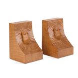 ROBERT THOMPSON OF KILBURN A PAIR OF MOUSEMAN OAK BOOKENDS