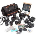 A COLLECTION OF CAMERAS AND PHOTOGRAPHY EQUIPMENT
