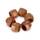 ROBERT THOMPSON OF KILBURN A SET OF SIX MOUSEMAN OAK NAPKIN RINGS