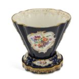 A MEISSEN PORCELAIN CACHEPOT AND STAND CIRCA 1870