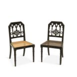 A PAIR OF 19TH CENTURY CHINOISERIE LACQUER SIDE CHAIRS
