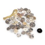 A LADY'S GOLD PLATED TISSOT WATCH AND A GROUP OF MECHANICAL MOVEMENTS