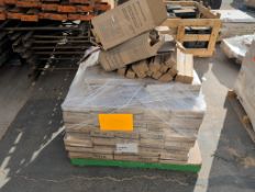 Pallet of MOSA ceramic wall tile trim, and 4 x 8 bright white