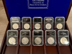 10- Silver Peace Dollars. The Complete Collection 1922,1922, 1923, 1924, 1925, 1926, 1927, 1928, 193