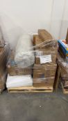 Rolled mattress, GE space maker microwave oven, massage chair piece, chairs, large tarp, and more