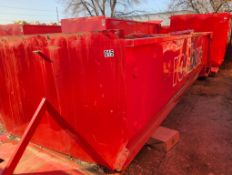 15 cubic yards dumpster with some metal pieces in the back