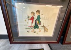 Norman Rockwell young Love, walking to school, numbered 90/200, signed