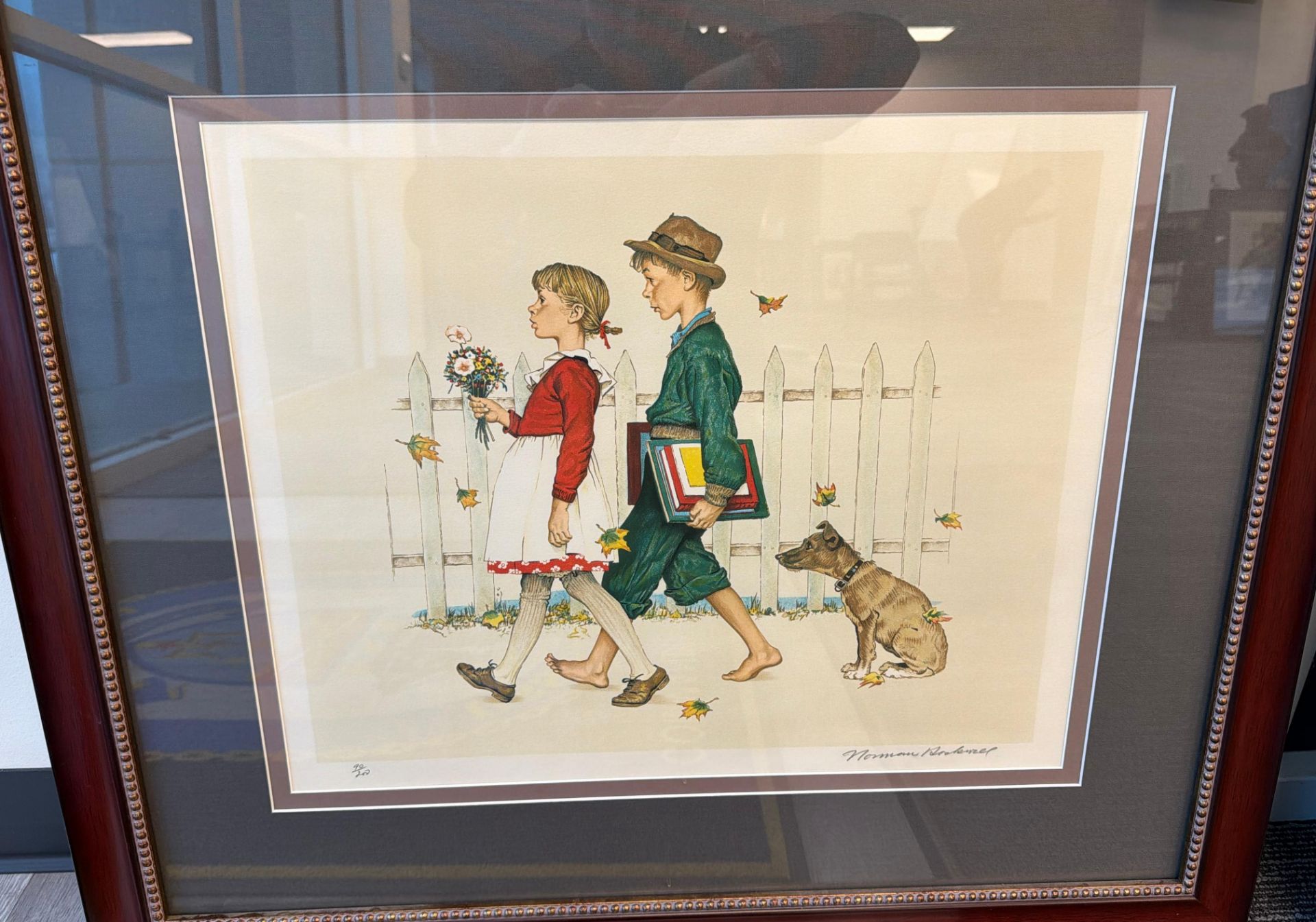 Norman Rockwell young Love, walking to school, numbered 90/200, signed