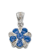 9ct White Gold 0.06ct Diamond & 0.90ct Tanzanite Cluster / Flower Pendant
