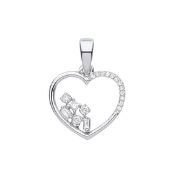 9ct White Gold 0.10ct Diamond Heart Pendant