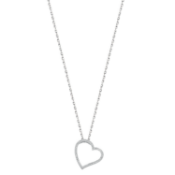 9ct White Gold 0.12ct Diamond Heart Pendant with 18in/45cm Chain