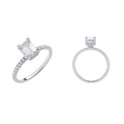 18ct White Gold 1.23ctw Emerald Cut LAB GROWN Hidden Halo Diamond Ring IGI Certified