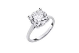 18ct White Gold 4.00ct Round Brilliant Cut Diamond Solitaire Ring – IGI Certified