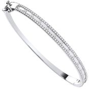 1.00 Carat Natural Diamond 9kt White Gold Bangle F Colour - VS Clarity