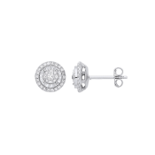 9ct White Gold Multi Circles Stud Diamond 0.36ctw Earrings