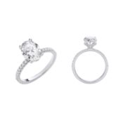 18ct White Gold 2.24ctw Oval Lab Grown Hidden Halo Diamond Ring - IGI Certified