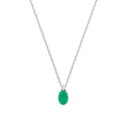 9ct White Gold 0.03ctw Diamond & 0.38ctw Emerald Necklace