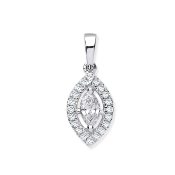 18ct White Gold 0.40ct Marquise Shaped Diamond Pendant