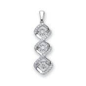 9ct White Gold 0.25ct Dancing Diamond Drop Pendant