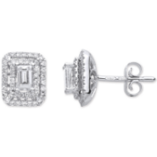 18ct White Gold 0.75ct Emerald Cut Rectangular Stud