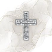 18ct White Gold 0.50ct Baguette & Brilliant Cut Diamond Cross Pendant
