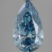 Pear Cut Diamond 3.01 Carat Fancy Vivid Blue VS1 Clarity IGI Certificate