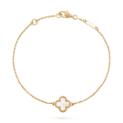 Sweet Alhambra Style Bracelet In 18k Yellow Gold With White Mother-of-pearl