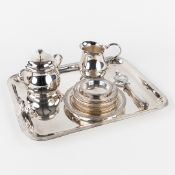 Christofle, A Collection of Tableware, Silver-Plated Metal, with Serving Tray, Milk Jug, Sugar Bowl,