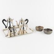 Saint Médard, A Five-piece Coffee and Tea Set, Silver-Plated Metal. Added a Pair of Oriental Silver