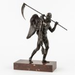A bronze sculpture of Chronos, mounted on a marble base. Patinated bronze and marble, 19th/20th cent