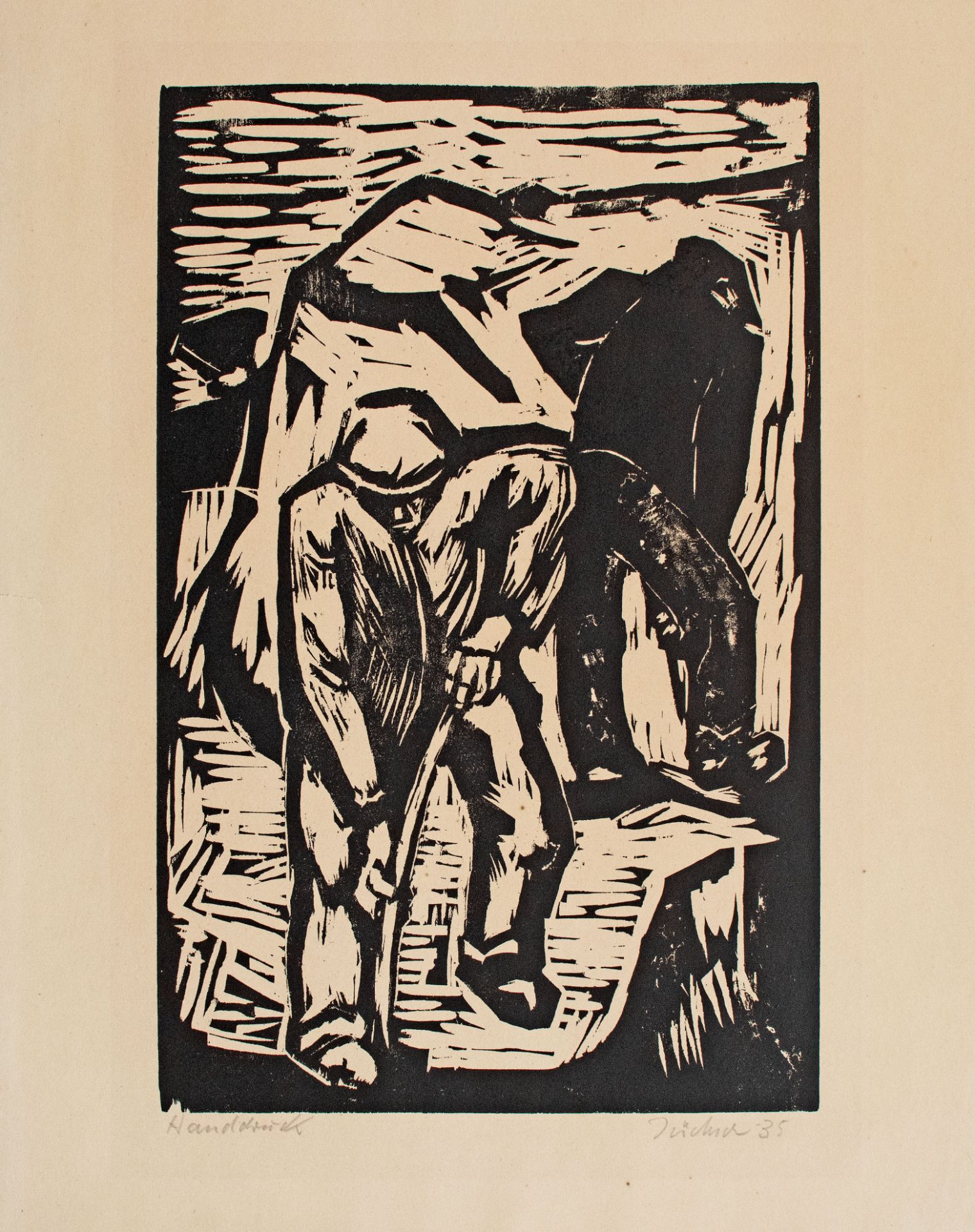 Hans Jüchser | Grabende Männer | Holzschnitt | 1935 - Bild 2 aus 4