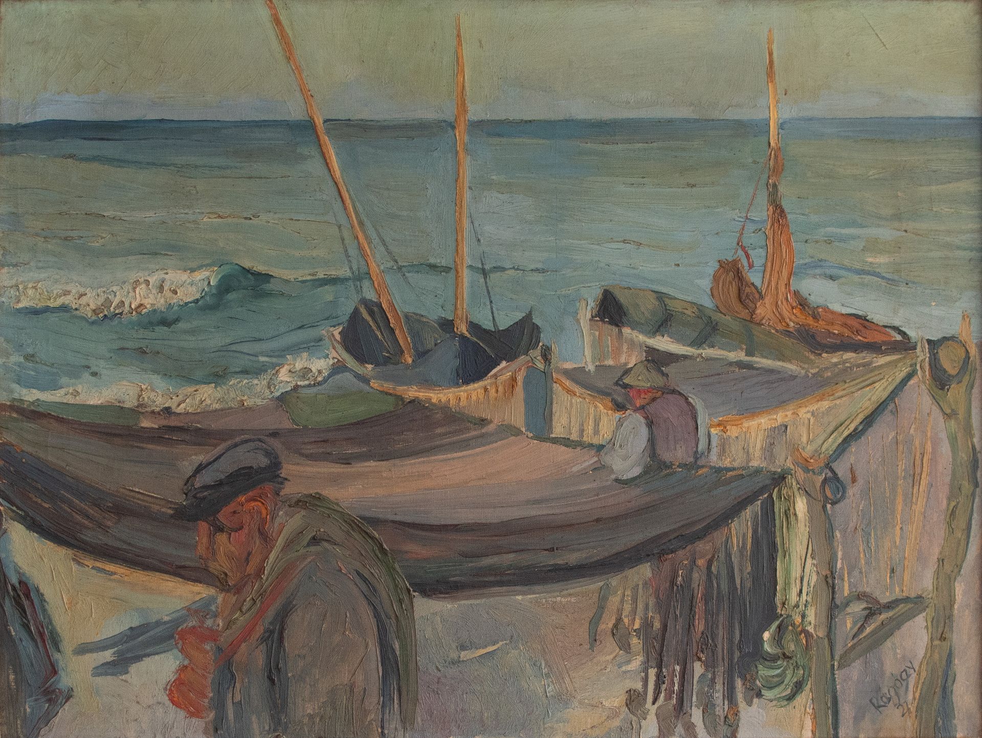 Joachim Rágóczy | Fischer mit Booten | Ölmalerei | 1927 - Bild 2 aus 3