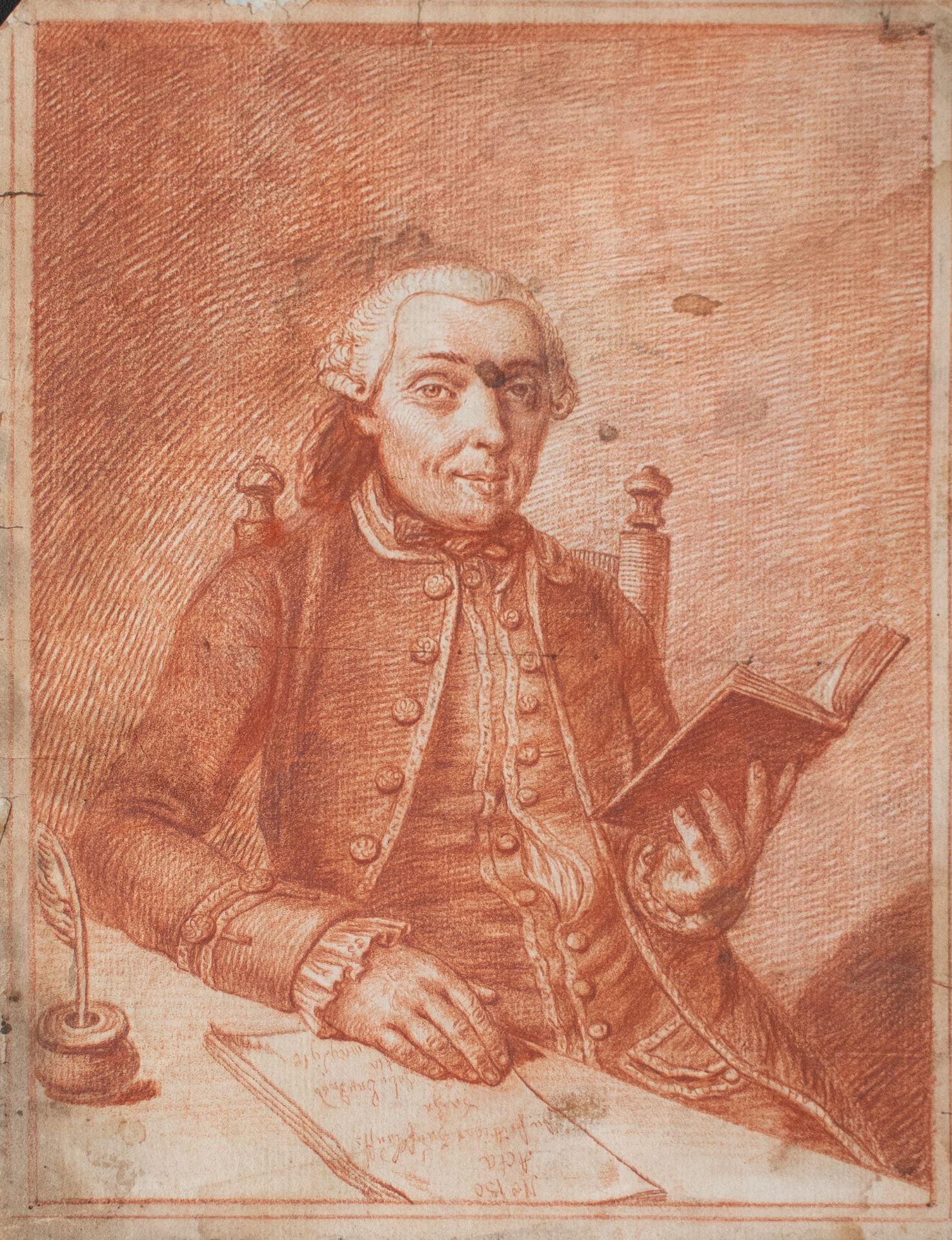 Deutscher Künstler | Porträt eines Juristen | Rötelzeichnung | 18. Jhd.
