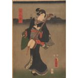 Utagawa Kunisada (Toyokuni III) | Geisha mit Shamisen | Farbholzschnitt | 1847-1860