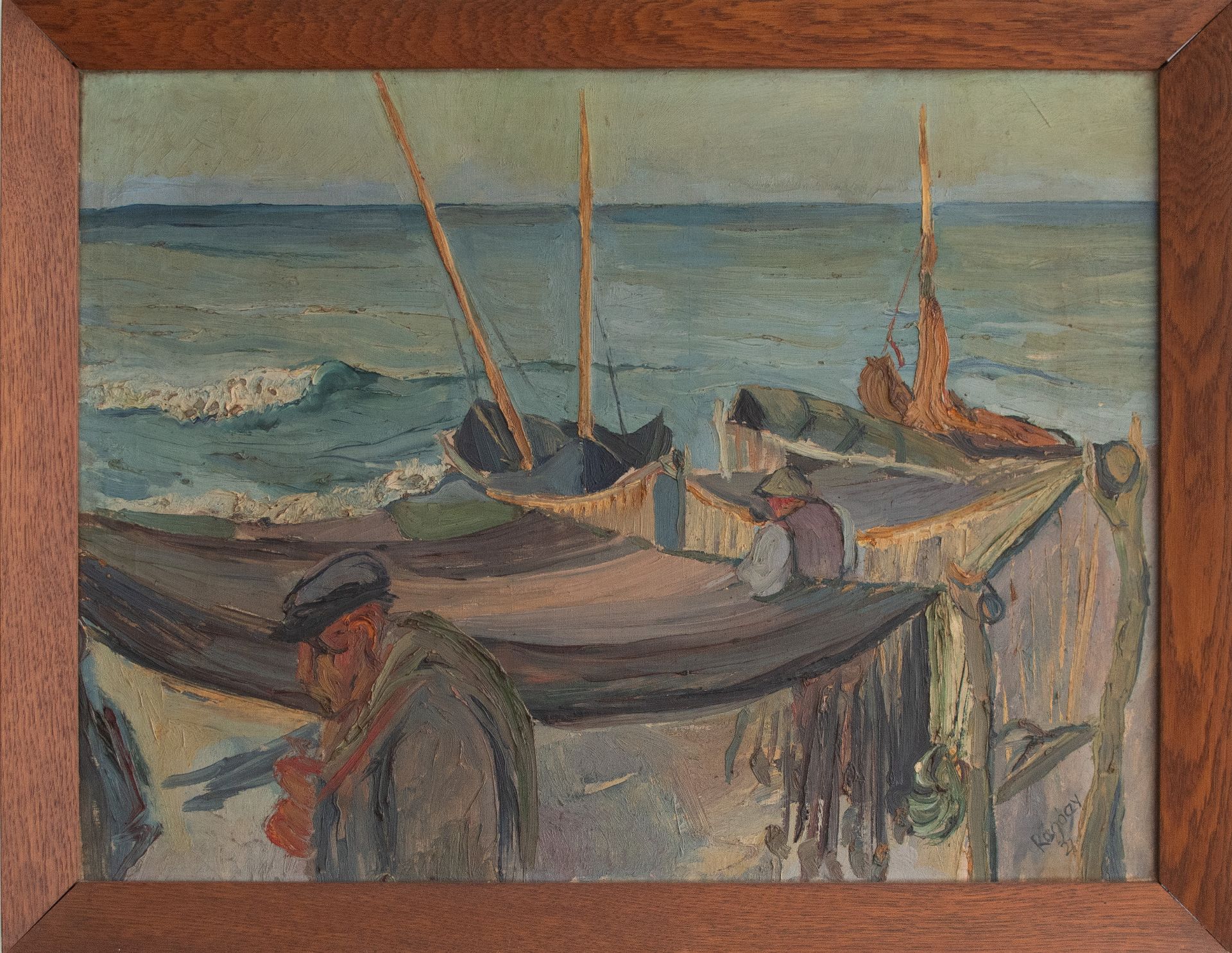 Joachim Rágóczy | Fischer mit Booten | Ölmalerei | 1927