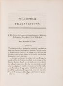 Chemistry.- Davy (Sir Humphry) The Bakerian Lecture, on Some Chemical Agencies of Electricity, ex...