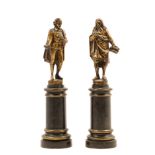 William Shakespeare and John Milton, 2 bronze statuettes, [nineteenth century]