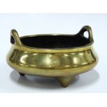 Chinese polished bronze censer, with Xuande six character mark the base, 16 x 9cm