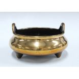 Chinese polished bronze censer, with seal mark, 18 x 10cm