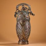 Bronze Teapot with Gilded Inscription and Handle