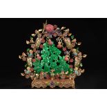 A Qing Dynasty Collection of High-Quality Jadeite Gilded Bronze Inlaid Ornament