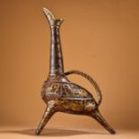 Bronze inlaid gold three-legged wine cup