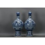 Ming Xuande blue and white lotus hollow incense burner