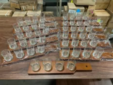 12 ARCOROC SAMPLERS BEER PADDLES WITH 48 GLASSES