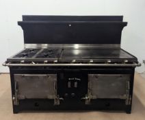 QUEST METAL WKS. LTD. VINTAGE CAST IRON 4-BURNER RANGE WITH GRIDDLE & DOUBLE OVEN